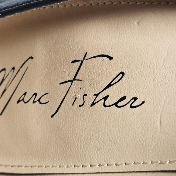 Marc Fisher Women’s Black Leather Heels 8.5M | Quiet Luxury | Coquette | Minimal - Picture 4 of 15